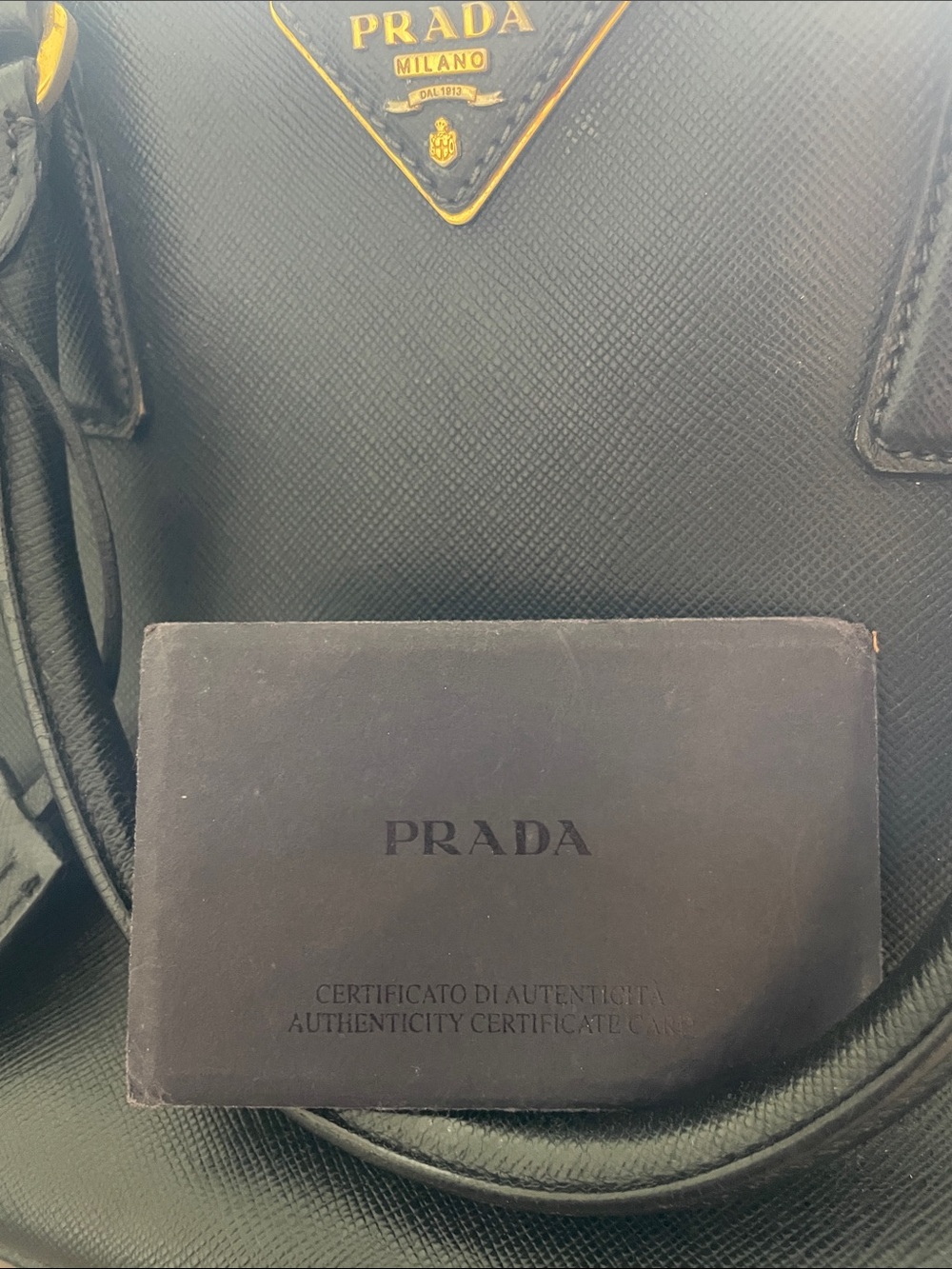 Prada Black Saffiano Leather Satchel with Gold Hardware - Picture 6 of 9